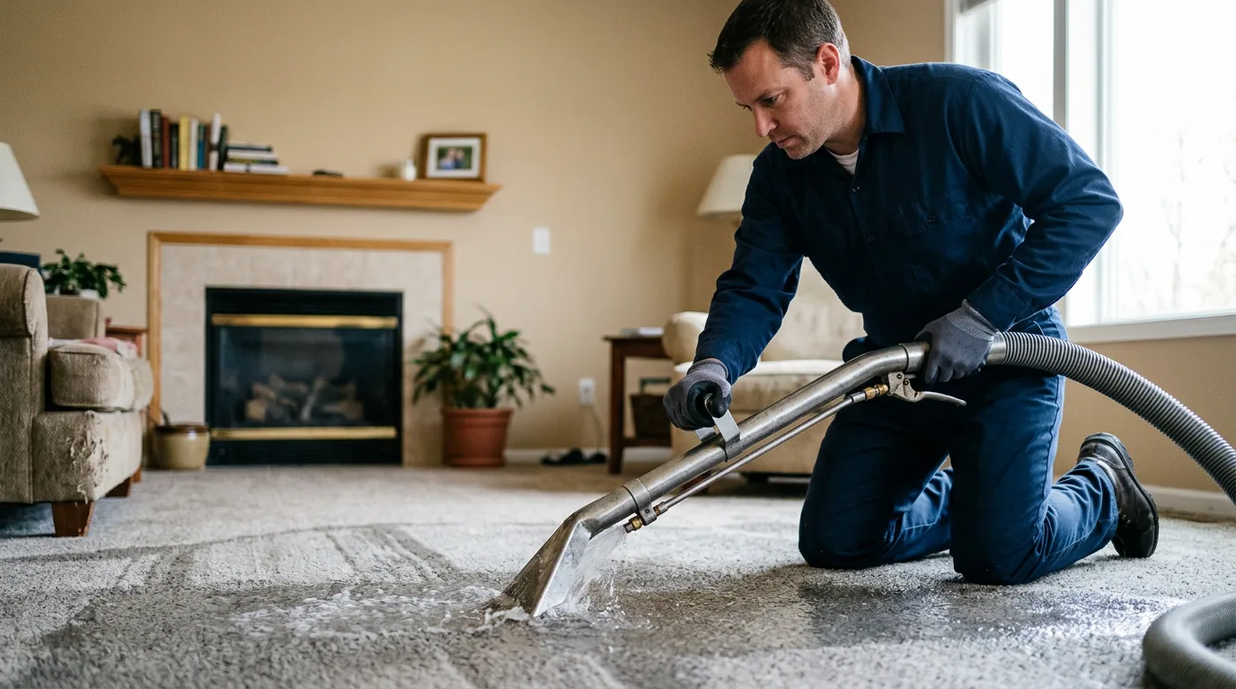 Water damage restoration technician working near Carrollton, VA